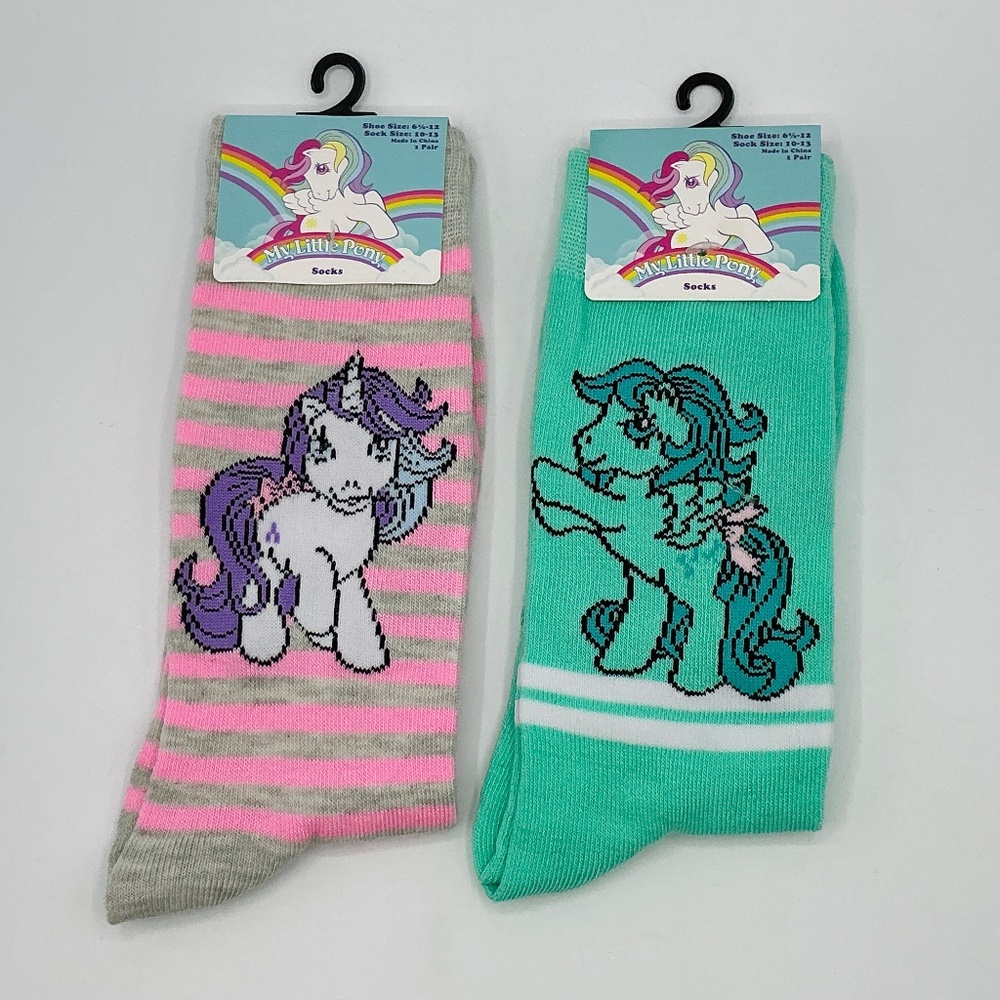 My Little Pony Socks Lot  2 pair Womens’s Size 6.5-12 Pink Teal MLP Fan Striped
